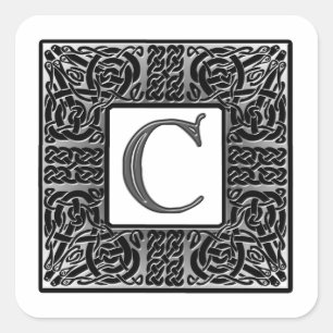 Silver Celtic "C Monogram" Quadratischer Aufkleber