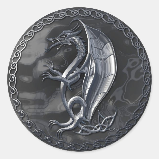 Silver Celtic Dragon Sticker (Vorderseite)