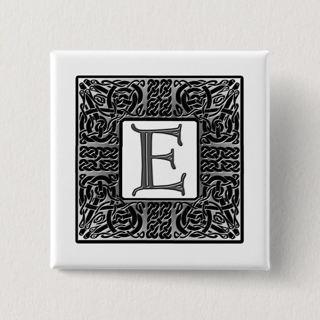 Silver Celtic "E" Monogram Button (Vorderseite)