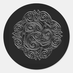 Silver Celtic Emblem Runder Aufkleber