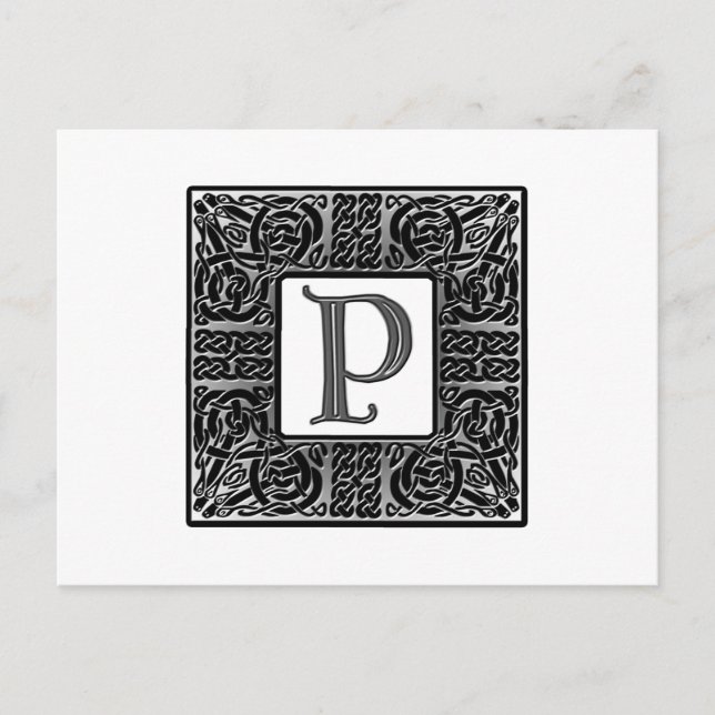 Silver Celtic "P Monogram" Postkarte (Vorderseite)
