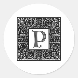 Silver Celtic "P Monogram" Runder Aufkleber