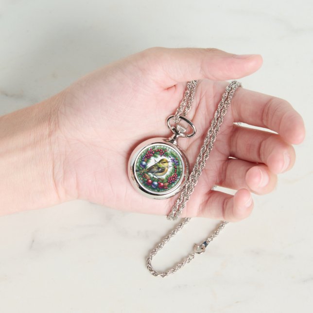 Silver Cfarbene Weihnachtsgestanzte Glass Bird Armbanduhr (Hand)