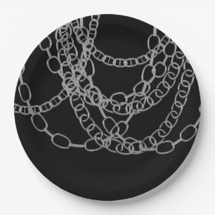 Silver Chains Black Hip Hop Tanz Geburtstagsparty Pappteller
