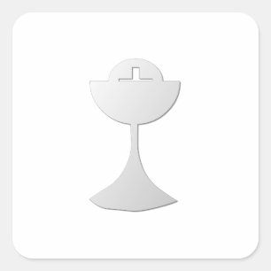 Silver Chalice und Host Quadratischer Aufkleber