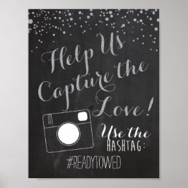Silver Chalk und Glitzer Wedding Hash Tag Zeichen Poster