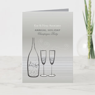 Silver Champagne New Year Elegante Holiday Party Einladung