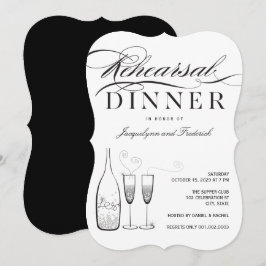 Silver Champagne Probe Dinner Party Einladung