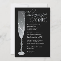 Silver Champagne Toast Einladung