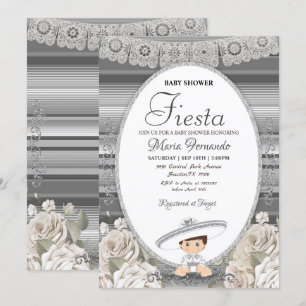 Silver Charro Baby Shower Fiesta Einladung