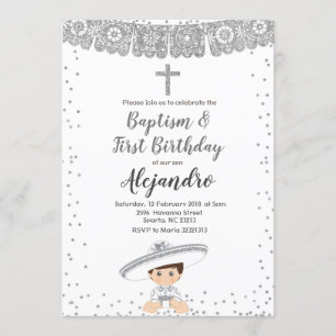 Silver Charro Boy Taufe und Einladung zum Geburtst