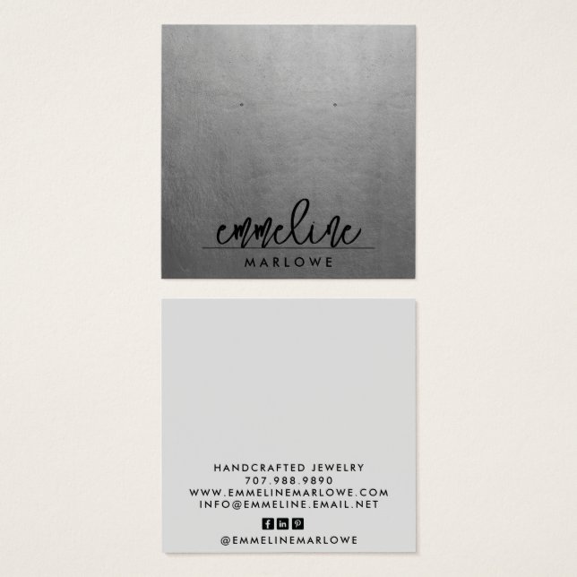 Silver chic moderne minimalBijoux à oreille noire (Devant & derrière)