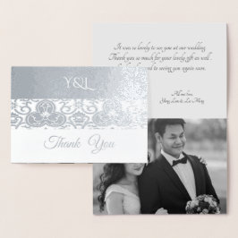 Silver Chinoiserie - Hochzeit Vielen Dank Folienkarte