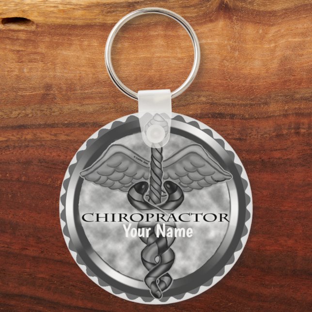 Silver Chiropractor custom name  keychain Schlüsselanhänger (Vorderseite)