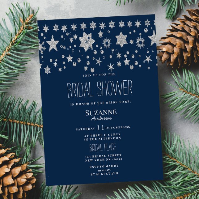 Silver Chirstmas Fee leichte Winter Brautparty Einladung (Silver Chirstmas fairy light winter Bridal Shower)