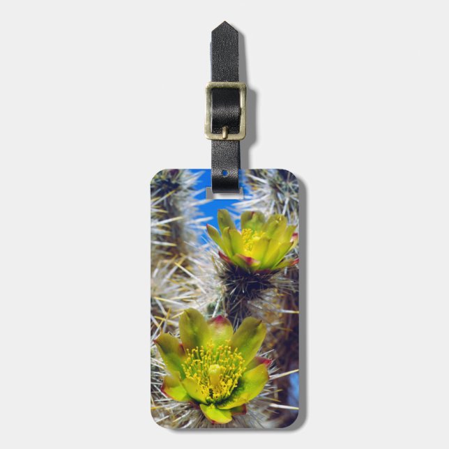 Silver Cholla Cactus Wildblumen Gepäckanhänger (Vorderseite vertikal)