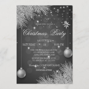 Silver Christmas Balls Branchen Weihnachtsfirma Einladung