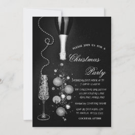 Silver Christmas Balls Champagne Company Party Einladung