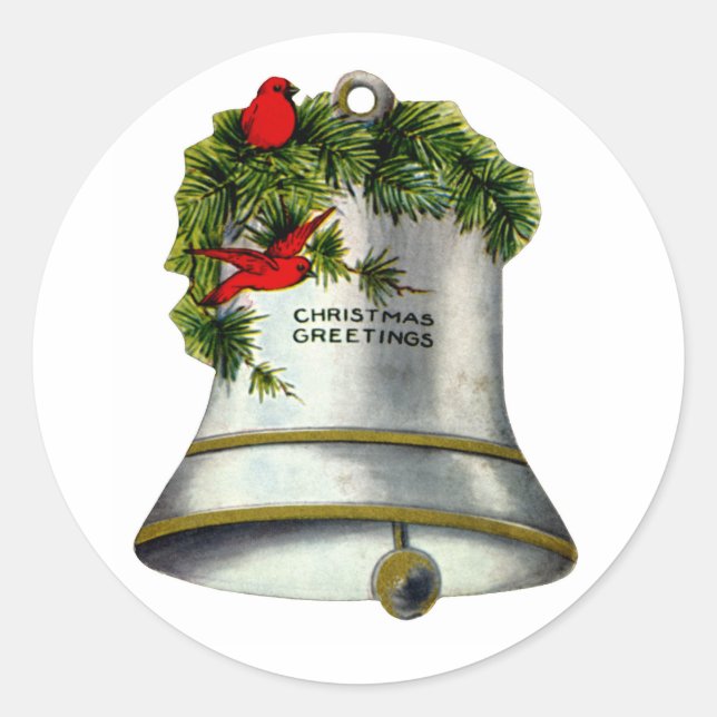 Silver Christmas Bell Runder Aufkleber (Vorderseite)