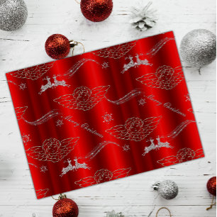 Silver Christmas Magic Red Seidenpapier