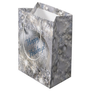 Silver Christmas Medium Geschenktasche Mittlere Geschenktüte