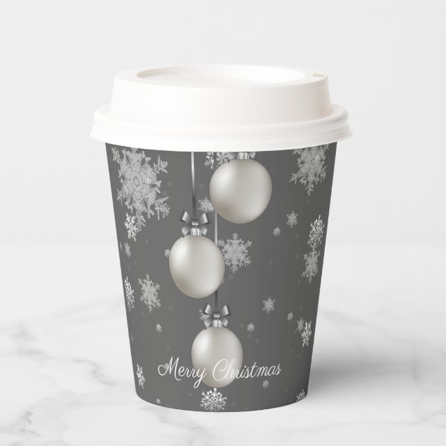Silver Christmas Ornament Paper Cup Pappbecher (Vorderseite)