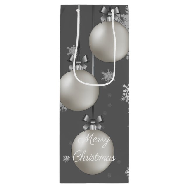 Silver Christmas Ornament Weinbeutel Geschenktüte Für Weinflaschen (Vorderseite)