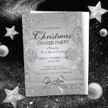 Silver Christmas Party Glitter Winter Bow Einladung<br><div class="desc">Elegant Formal Company & Corporate Christmas Party / Cocktail / Dinner Party Invitation template with Silver Glitter Confetti and Ribbon. Impress your friends with this sophisticated and modern invitation design.</div>