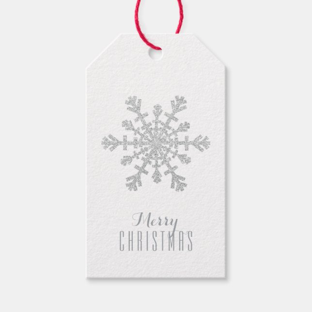 Silver Christmas Snowflake und Glitzer und Sparkor Geschenkanhänger (Vorderseite)