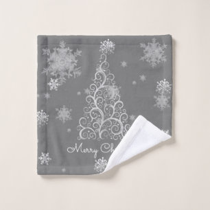 Silver Christmas Tree and Snowflakes Set