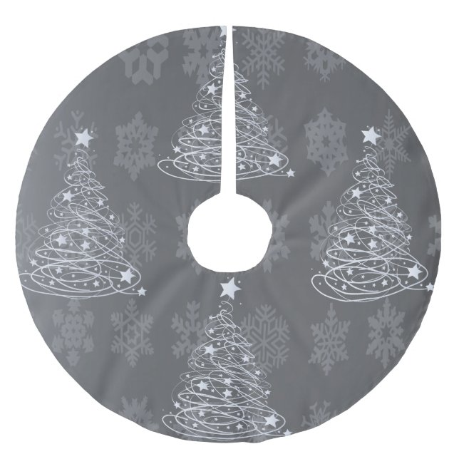 Silver Christmas Tree Modernes Design Polyester Weihnachtsbaumdecke (Vorderseite)