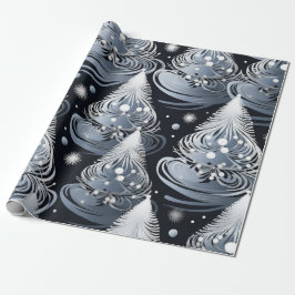 Silver Christmas Tree Wrapping Paper Geschenkpapier
