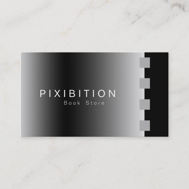 Silver Chrome Business Card BW 4 Book Store Visitenkarte (Vorderseite)