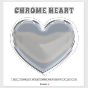 Silver Chrome Herz Aufkleber