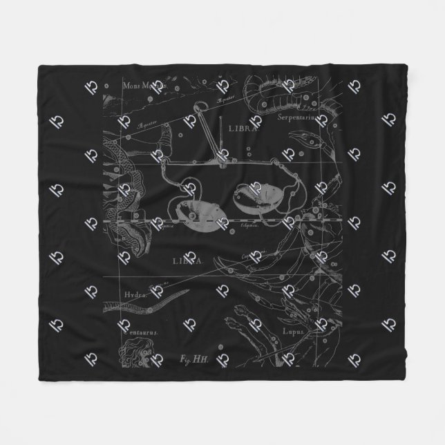 Silver Chrome Libra Zodiac Sign auf Hevelius Fleecedecke (Vorderseite (Horizontal))