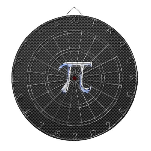 Silver Chrome like Pi Symbol auf Carbon Fibre Prin Dartscheibe (vorne)