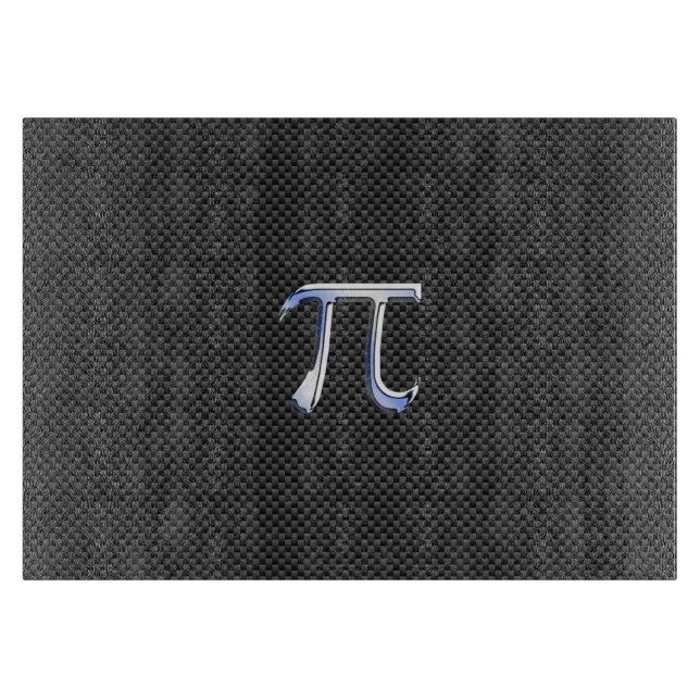 Silver Chrome like Pi Symbol auf Carbon Fibre Prin Schneidebrett (Vorderseite)