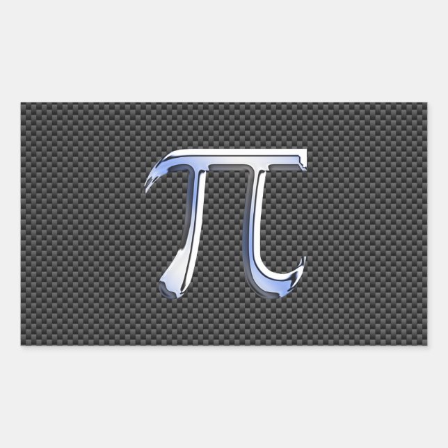Silver Chrome like Pi Symbol auf Carbon Fibre Rechteckiger Aufkleber (Vorderseite)
