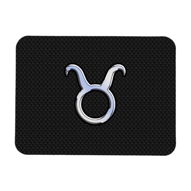 Silver Chrome like Taurus Zodiac Sign Magnet (Horizontal)