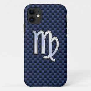 Silver Chrome Virgo Zodiac Sign auf Navy Blue Deco Case-Mate iPhone Hülle