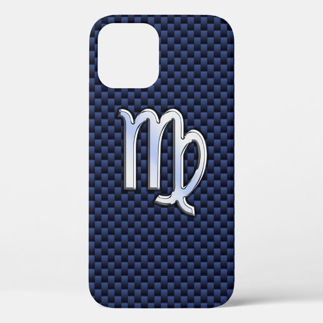 Silver Chrome Virgo Zodiac Sign auf Navy Blue Deco Case-Mate iPhone Hülle (Rückseite)
