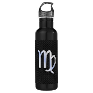 Silver Chrome Virgo Zodiac Sign auf Schlangenhaut Edelstahlflasche