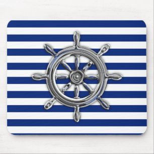 Silver Chrome Wheel auf Nautical Stripes Mousepad