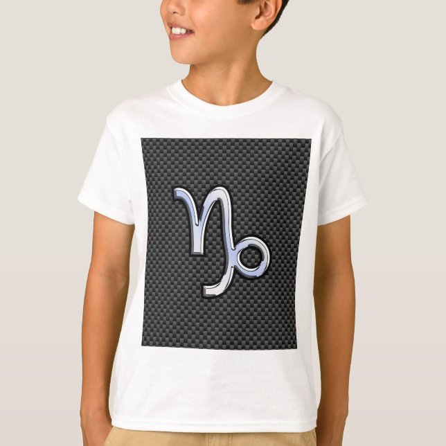 Silver Chrome wie Capricorn Symbol Carbon Fibre T-Shirt (Vorderseite)