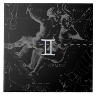 Silver Chrome wie Gemini Zodiac Sign auf Hevelius Fliese