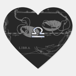 Silver Chrome wie Libra Zodiac Sign auf Hevelius Herz-Aufkleber