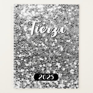 Silver Chunky Glitzer Personalisiert 2025 Planer