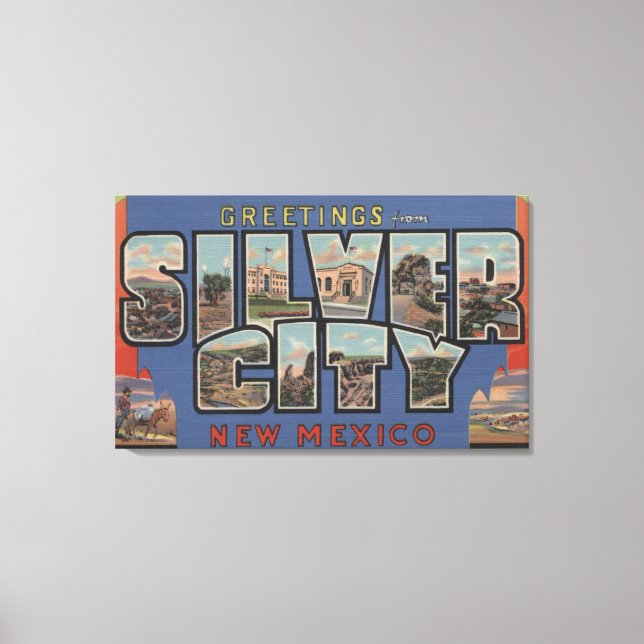 Silver City, New Mexico - Große Briefmarkenszenen Leinwanddruck (Vorderseite)