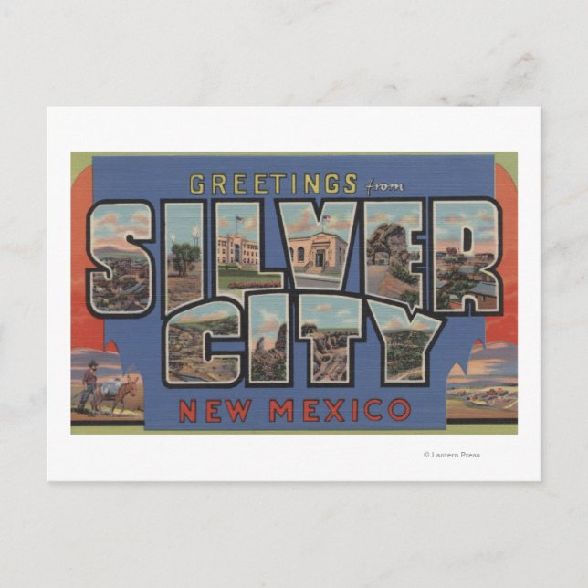 Silver City, New Mexico - Große Briefmarkenszenen Postkarte (Vorderseite)