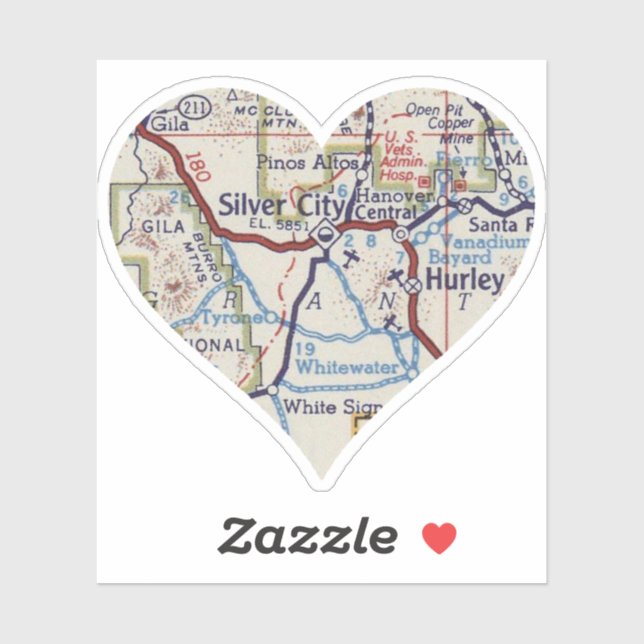 Silver City New Mexico Herz Aufkleber (Blatt)